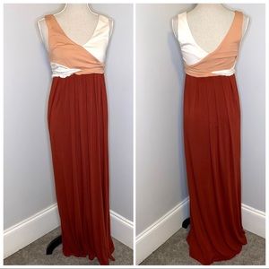 Maeve from Anthropologie colorblock copper rust sienna maxi dress size Small